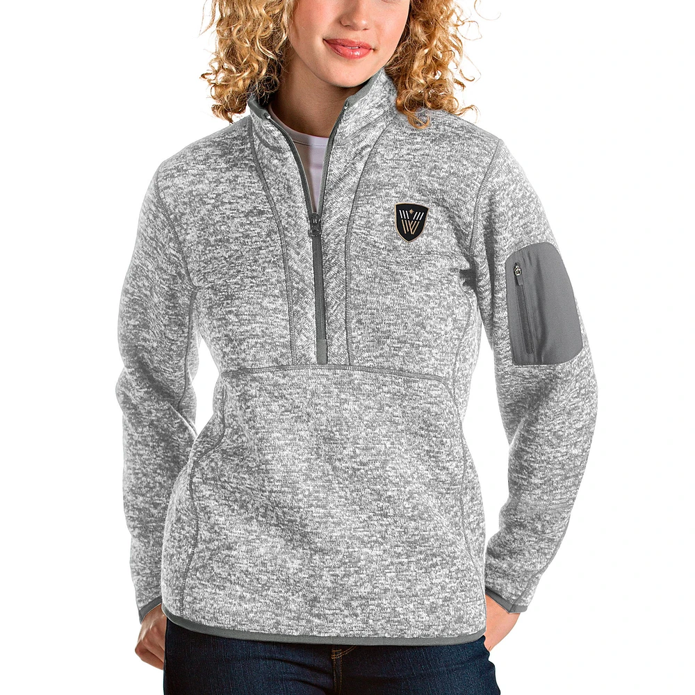 Women's Antigua Heathered Gray Vancouver Warriors Fortune Half-Zip Pullover Jacket