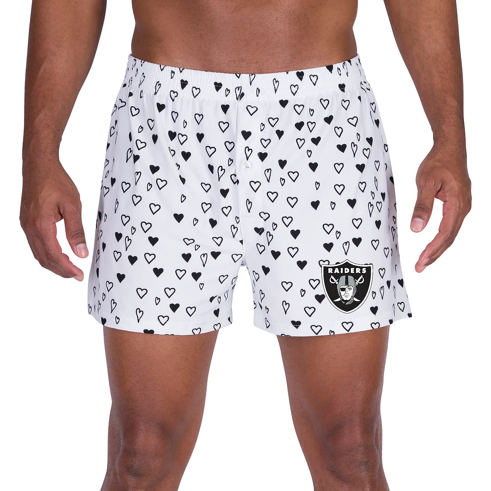 Men's Concepts Sport White Las Vegas Raiders Epiphany Allover Print Boxer Shorts