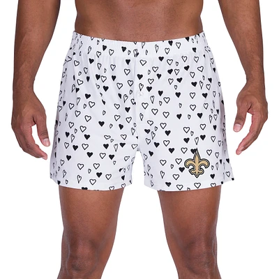 Men's Concepts Sport White New Orleans Saints Epiphany Allover Print Boxer Shorts
