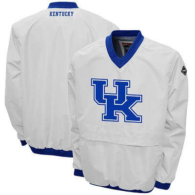 Men's Franchise Club White Kentucky Wildcats Big Logo Windshell V-Neck Pullover Jacket