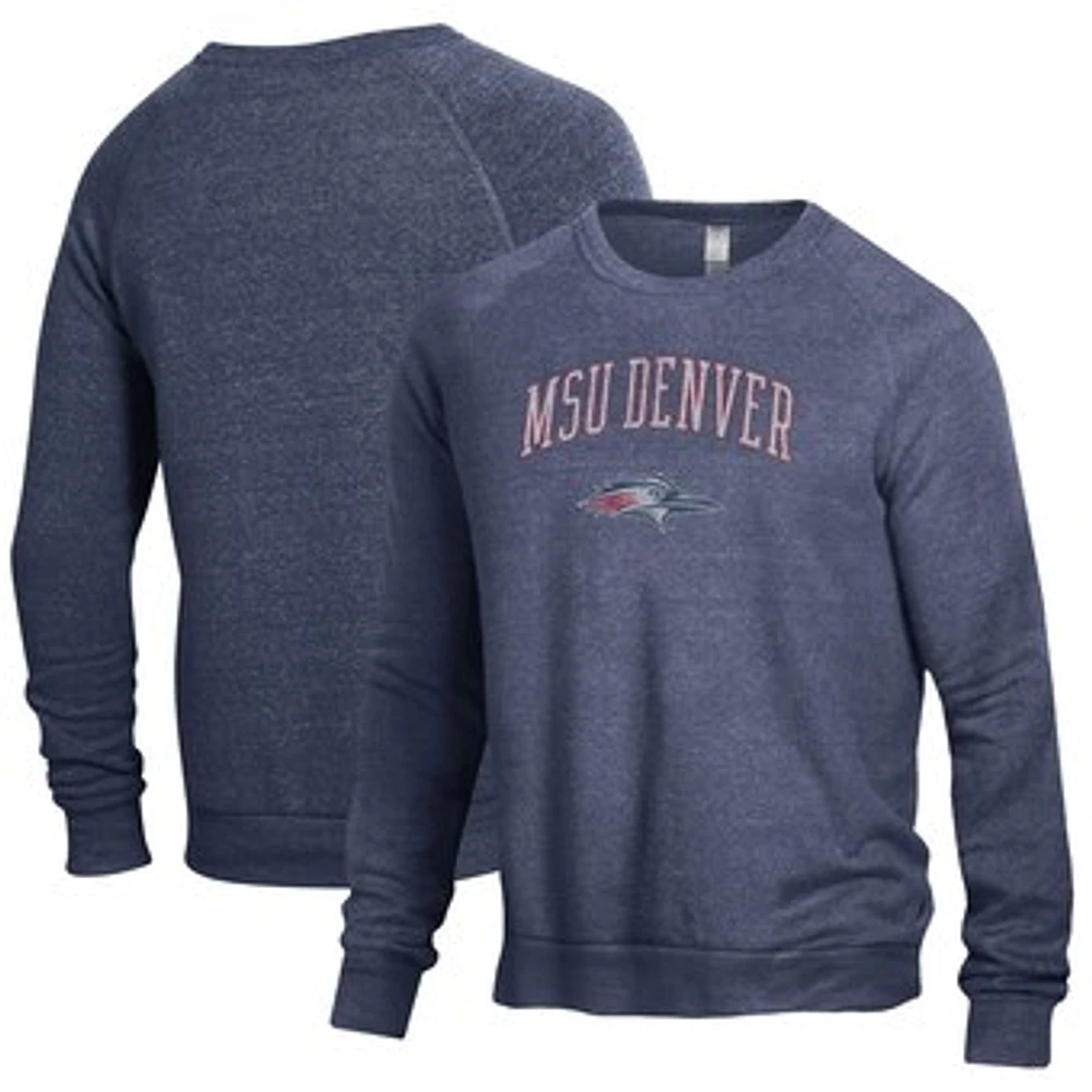 Men's Navy MSU Denver Roadrunners The Champ Tri-Blend Pullover Sweatshirt