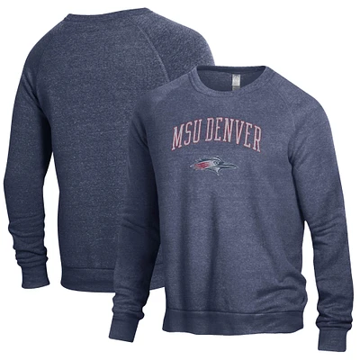 Men's Navy MSU Denver Roadrunners The Champ Tri-Blend Pullover Sweatshirt