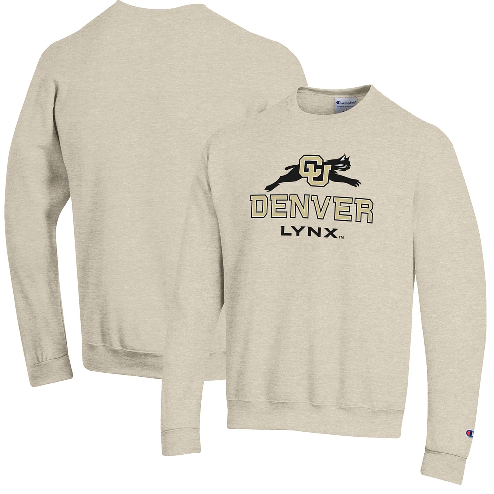 Men's Champion Oatmeal CU Denver Lynx Eco Powerblend Pullover Sweatshirt