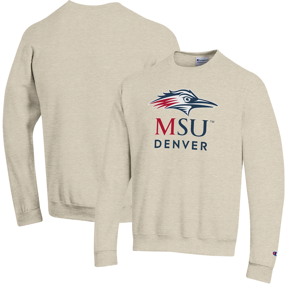 Men's Champion Oatmeal MSU Denver Roadrunners Eco Powerblend Pullover Sweatshirt