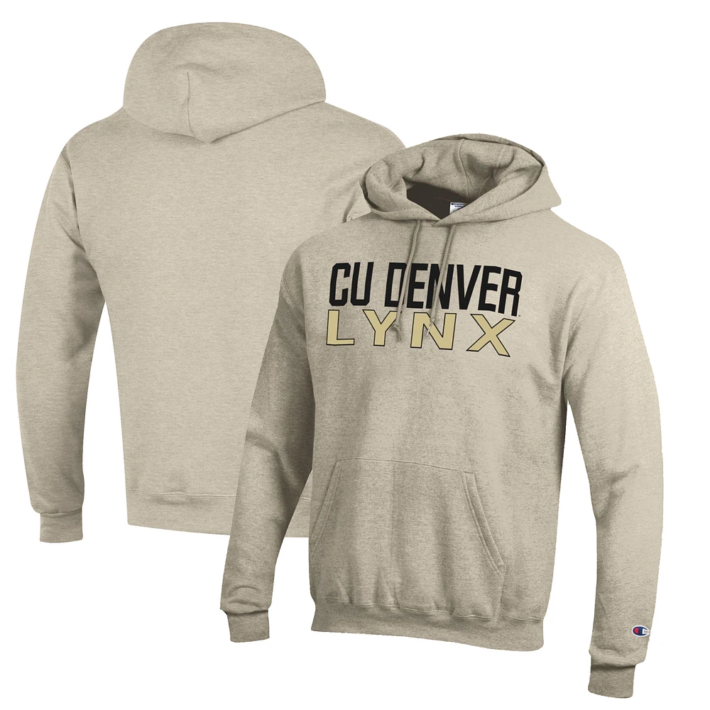 Men's Champion Oatmeal CU Denver Lynx Eco Powerblend Pullover Hoodie