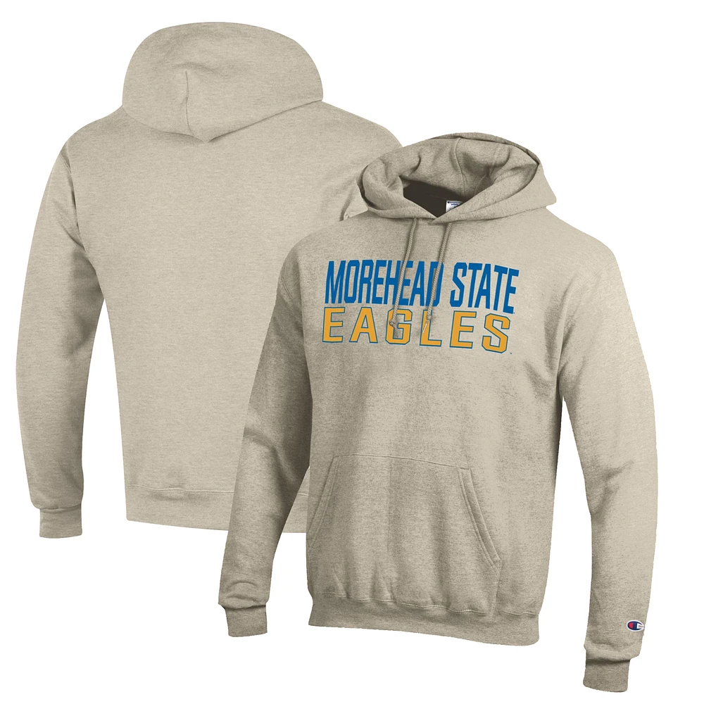 Men's Champion Oatmeal Morehead State Eagles Eco Powerblend Pullover Hoodie