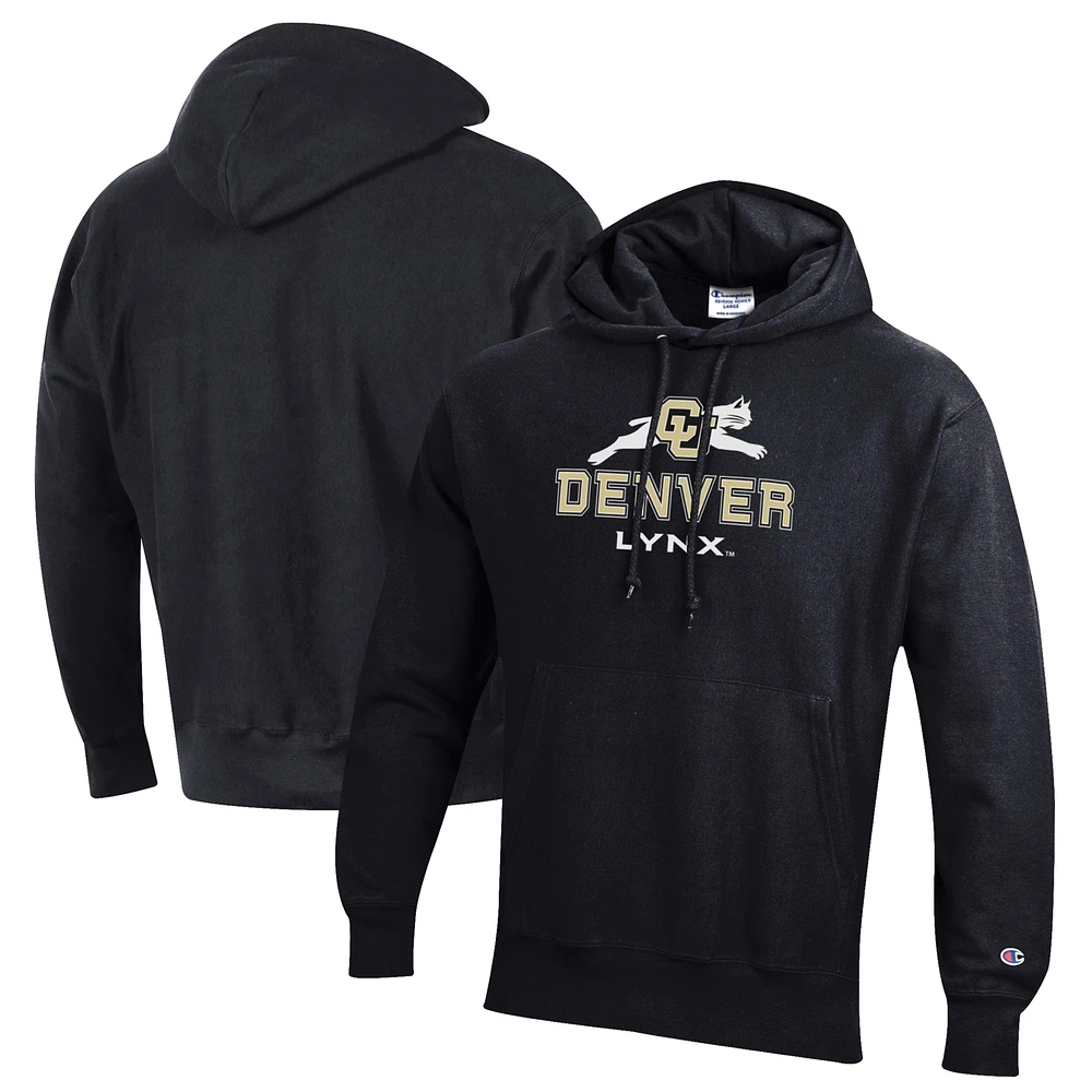 Men's Champion Black CU Denver Lynx Reverse Weave Pullover Hoodie