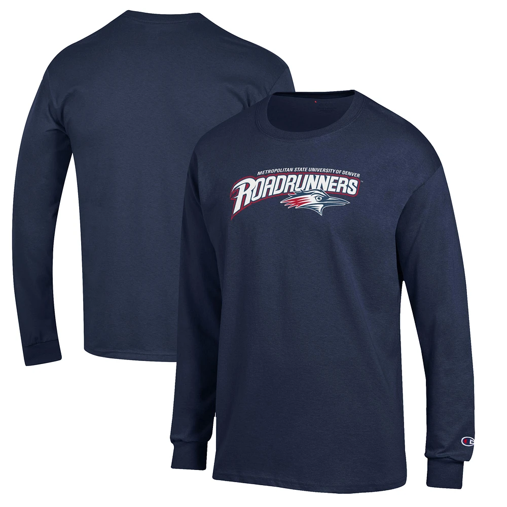 Men's Champion Navy MSU Denver Roadrunners Jersey Long Sleeve T-Shirt