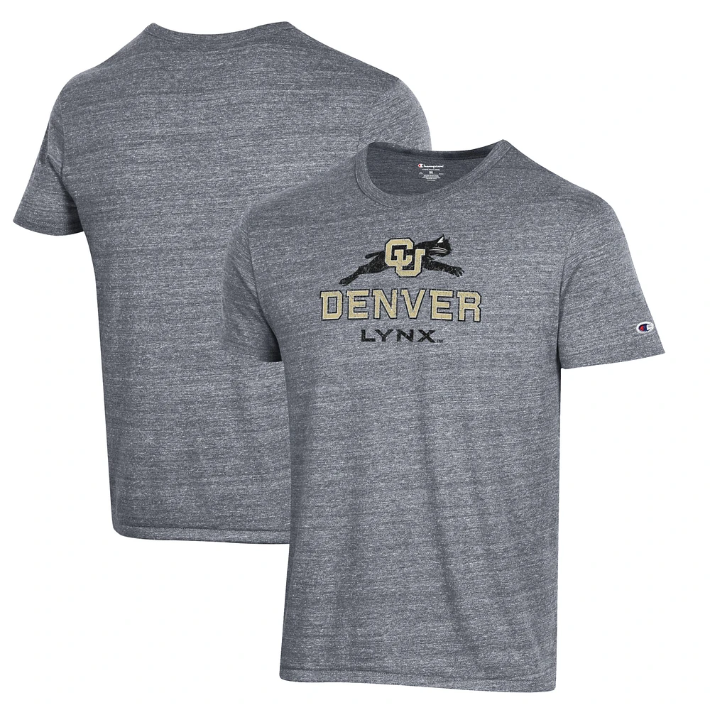 Men's Champion Gray CU Denver Lynx Ultimate Tri-Blend T-Shirt