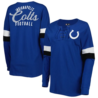 Women's New Era Royal Indianapolis Colts Athletic Varsity Lightweight Lace-Up Long Sleeve T-Shirt