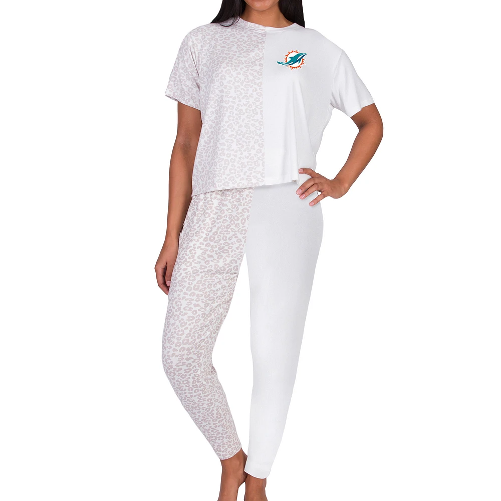 Women's Concepts Sport Cream Miami Dolphins Brightside Top & Pants Sleep Set