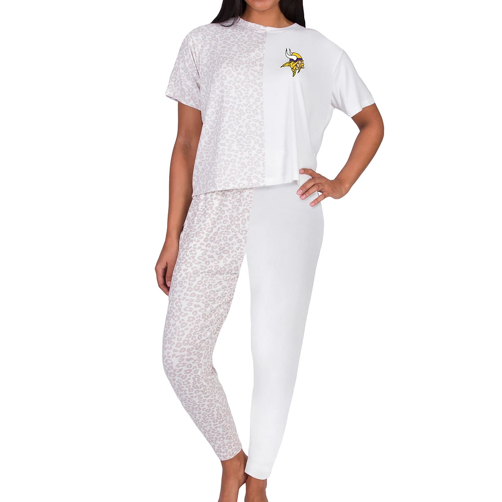 Women's Concepts Sport Cream Minnesota Vikings Brightside Top & Pants Sleep Set