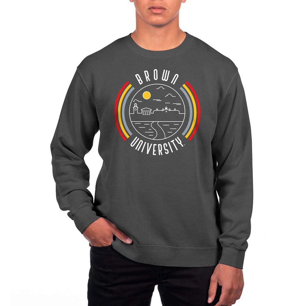 Men's Uscape Apparel Black Brown Bears Pigment Dyed Fleece Crew Neck Sweatshirt