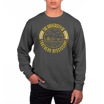 Men's Uscape Apparel Black Southern Miss Golden Eagles Pigment Dyed Fleece Crew Neck Sweatshirt