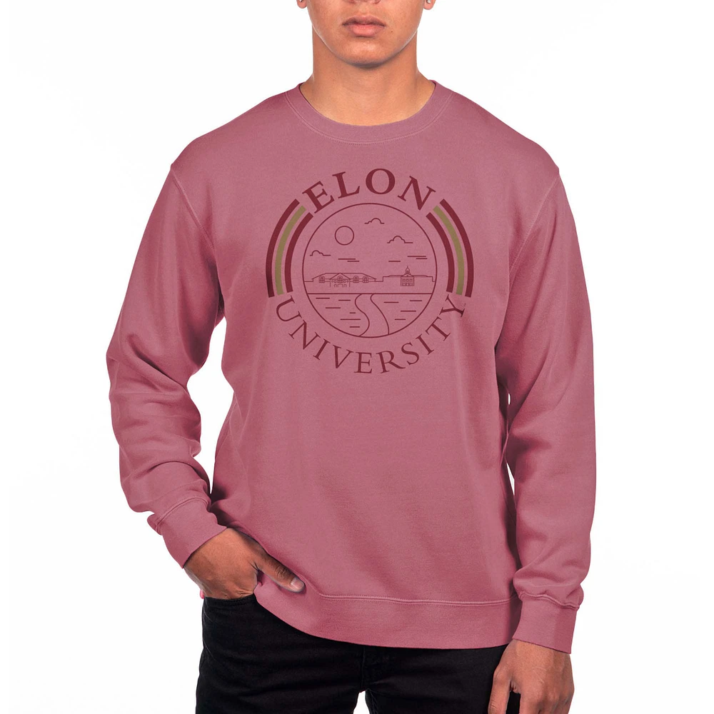 Men's Uscape Apparel Maroon Elon Phoenix Pigment Dyed Fleece Crew Neck Sweatshirt