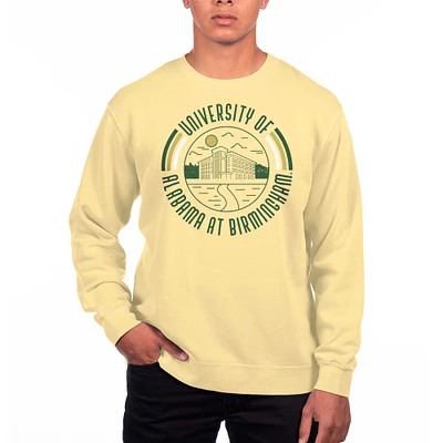 Men's Uscape Apparel Yellow UAB Blazers Pigment Dyed Fleece Crew Neck Sweatshirt