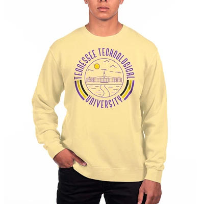 Men's Uscape Apparel Yellow Tennessee Tech Golden Eagles Pigment Dyed Fleece Crew Neck Sweatshirt