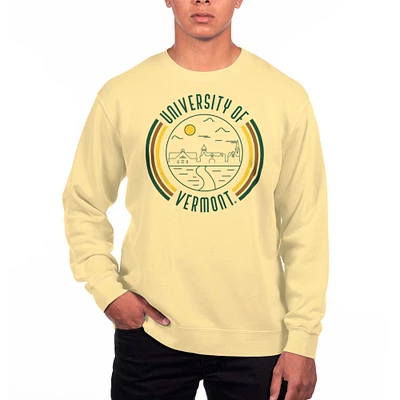 Men's Uscape Apparel Yellow Vermont Catamounts Pigment Dyed Fleece Crew Neck Sweatshirt