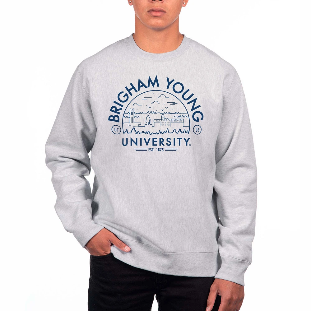 Men's Uscape Apparel Gray BYU Cougars Premium Heavyweight Crew Neck Sweatshirt
