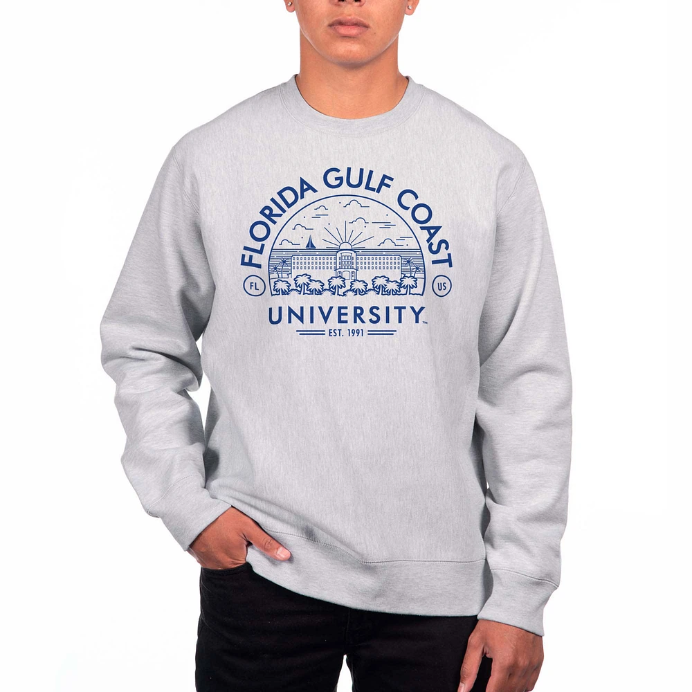 Men's Uscape Apparel Gray Florida Gulf Coast Eagles Premium Heavyweight Crew Neck Sweatshirt