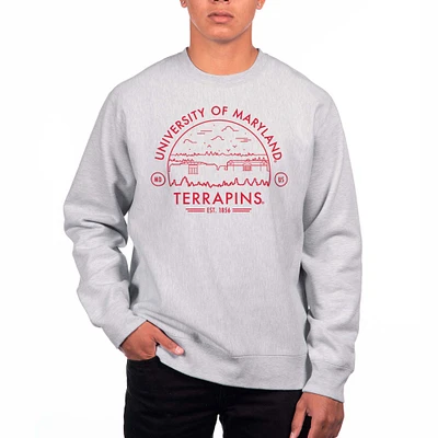 Men's Uscape Apparel Gray Maryland Terrapins Premium Heavyweight Crew Neck Sweatshirt