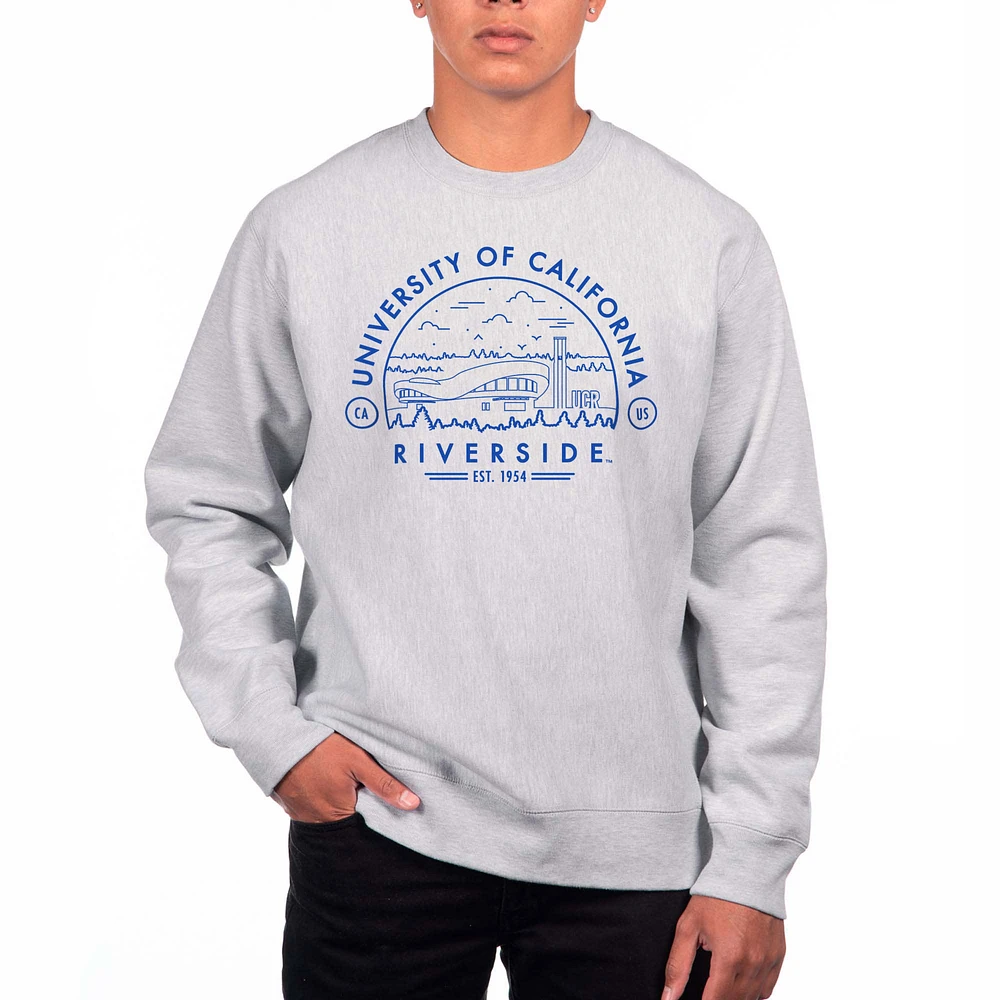 Men's Uscape Apparel Gray UC Riverside Highlanders Premium Heavyweight Crew Neck Sweatshirt