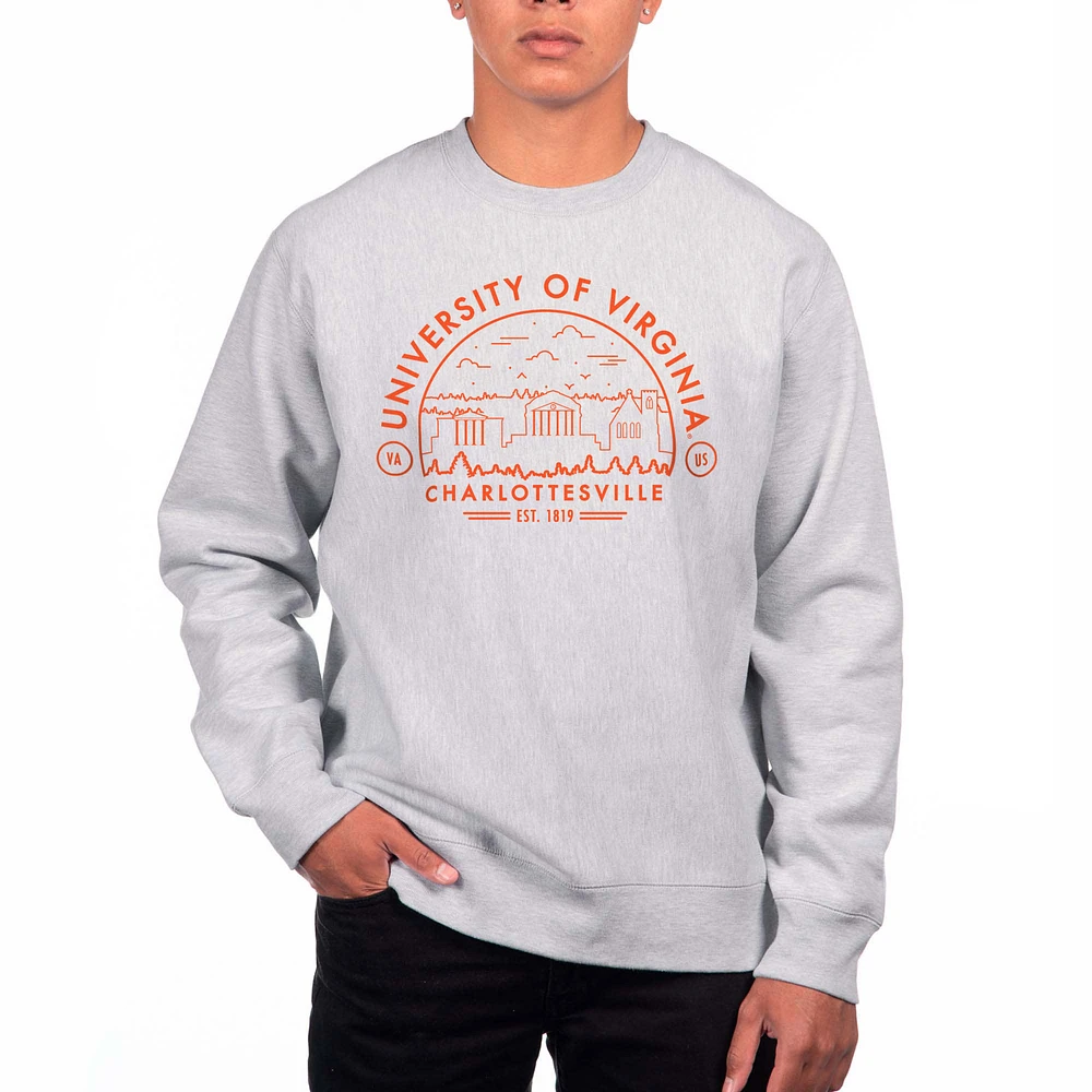 Men's Uscape Apparel Gray Virginia Cavaliers Premium Heavyweight Crew Neck Sweatshirt