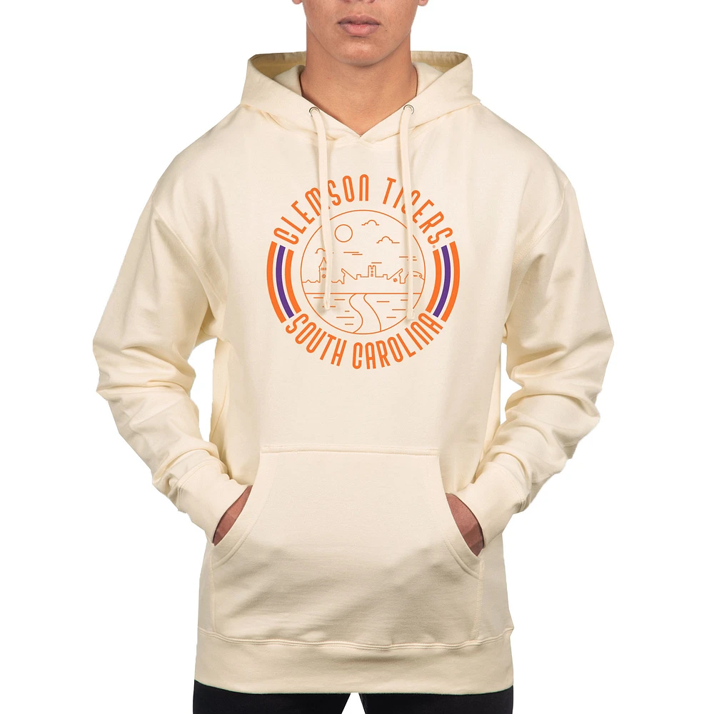 Men's Uscape Apparel Cream Clemson Tigers Standard Pullover Hoodie