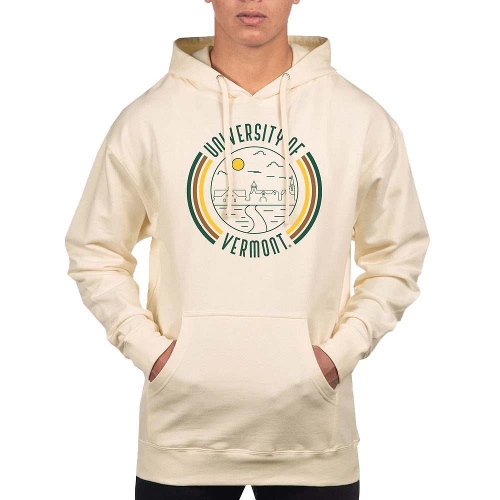 Men's Uscape Apparel Cream Vermont Catamounts Standard Pullover Hoodie