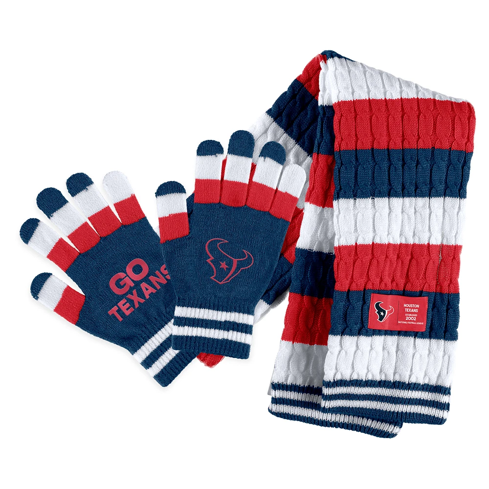 Women's WEAR by Erin Andrews Houston Texans Striped Scarf & Gloves Set