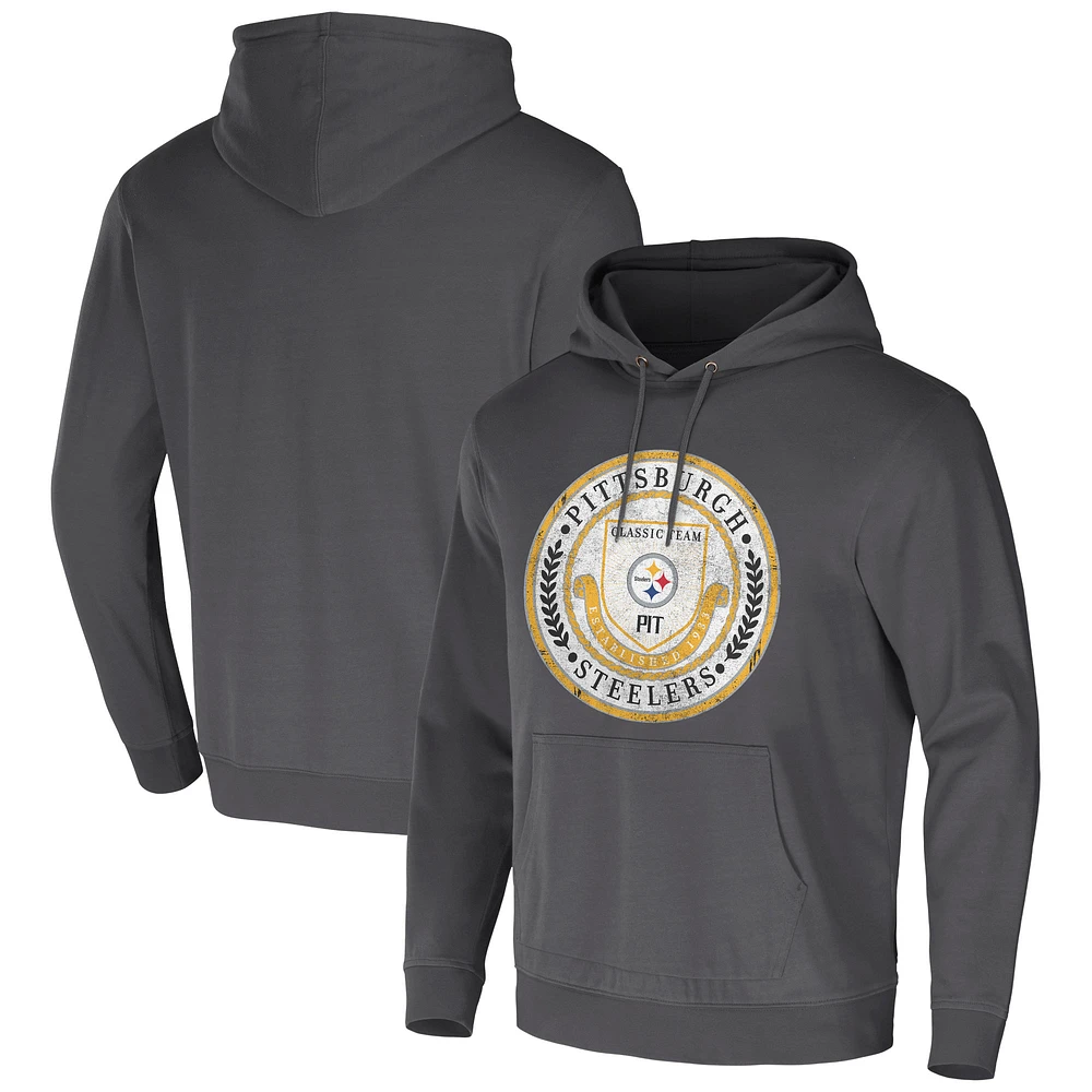 Men's NFL x Darius Rucker Collection by Fanatics Charcoal Pittsburgh Steelers Washed Pullover Hoodie