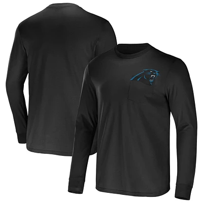 Men's NFL x Darius Rucker Collection by Fanatics Black Carolina Panthers Team Long Sleeve Pocket T-Shirt