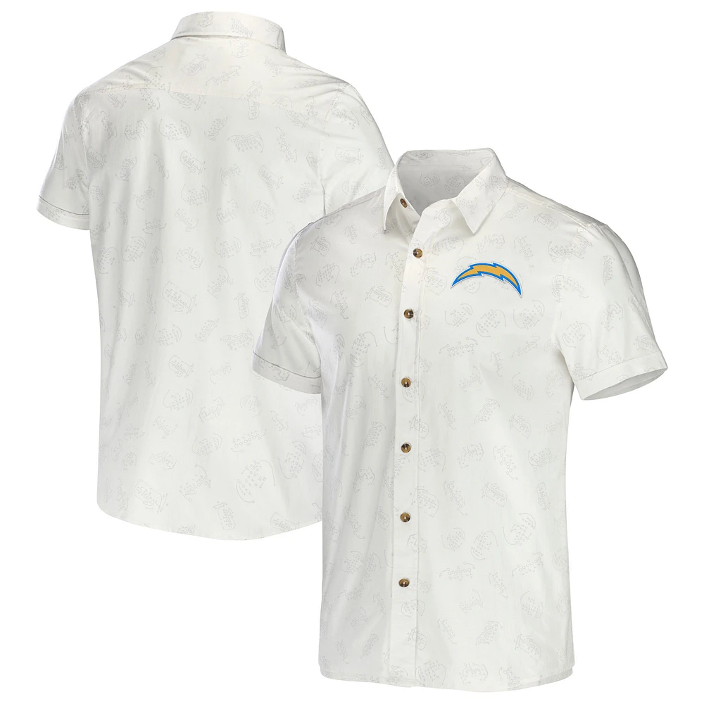 Men's NFL x Darius Rucker Collection by Fanatics White Los Angeles Chargers Woven Button-Up T-Shirt