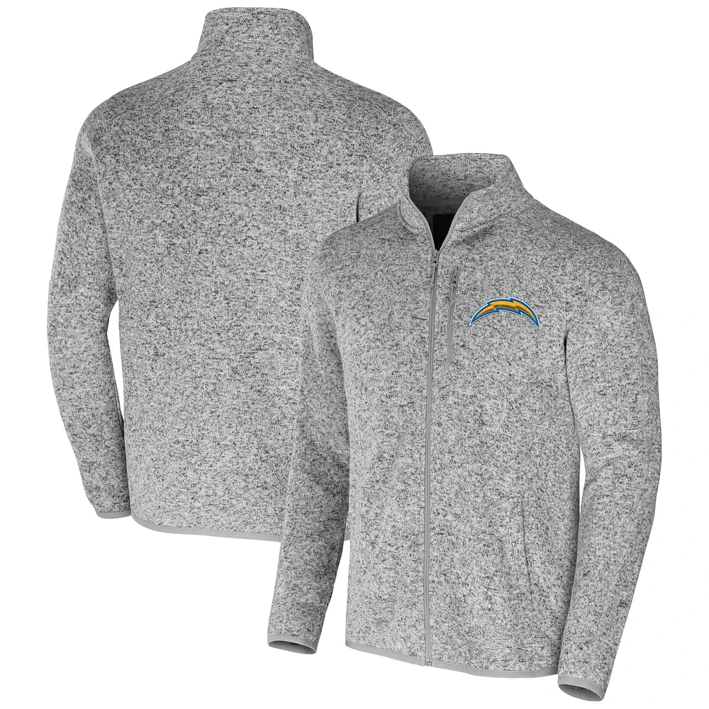 Men's NFL x Darius Rucker Collection by Fanatics Heather Gray Los Angeles Chargers Fleece Full-Zip Jacket