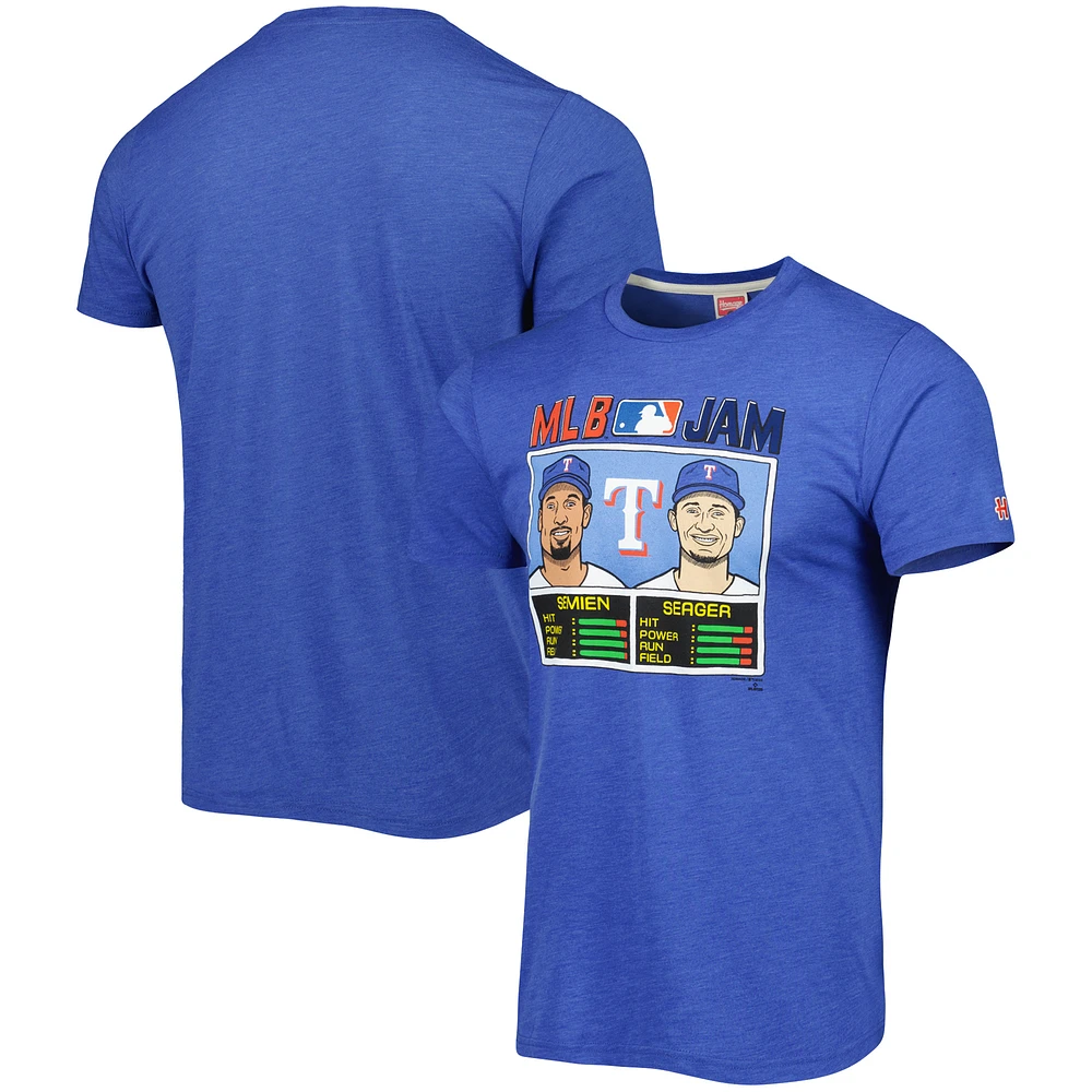 Men's Homage Corey Seager & Marcus Semien Heathered Royal Texas Rangers MLB Jam Tri-Blend T-Shirt