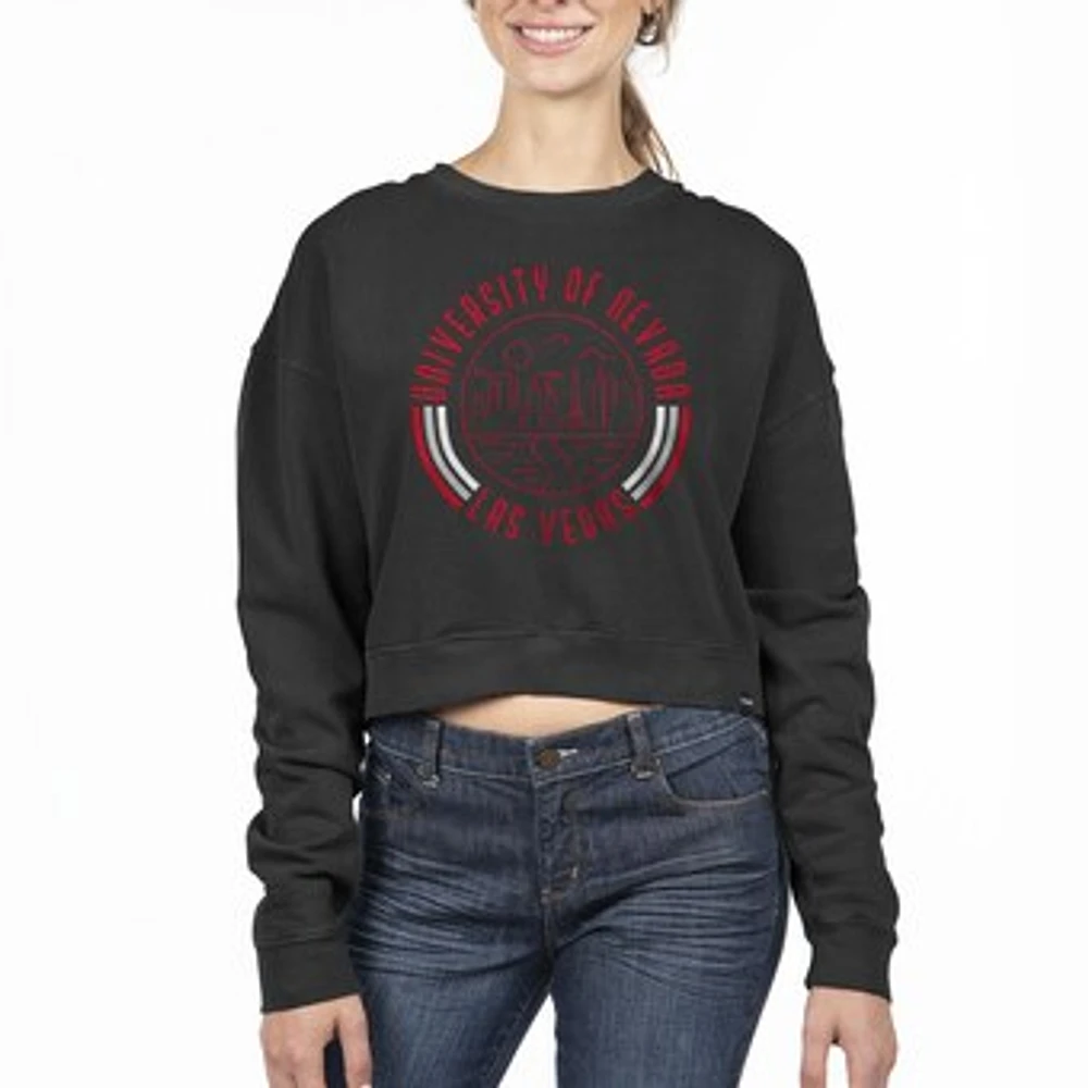 Women's Uscape Apparel Black UNLV Rebels Circle Scene Cropped Crewneck Sweatshirt