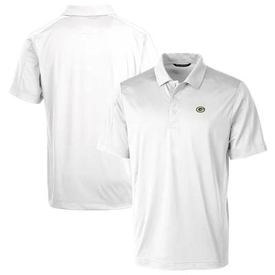 Men's Cutter & Buck White Green Bay Packers Prospect Textured Stretch Polo