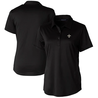 Women's Cutter & Buck Black New Orleans Saints Prospect Textured Stretch Polo