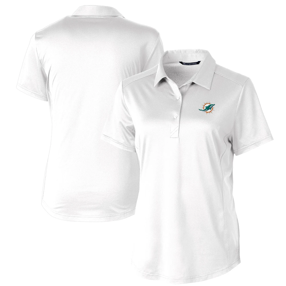 Women's Cutter & Buck White Miami Dolphins Prospect Textured Stretch Polo