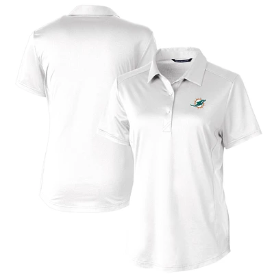 Women's Cutter & Buck White Miami Dolphins Prospect Textured Stretch Polo