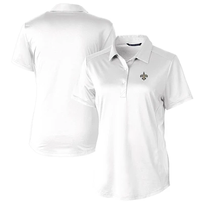 Women's Cutter & Buck White New Orleans Saints Prospect Textured Stretch Polo