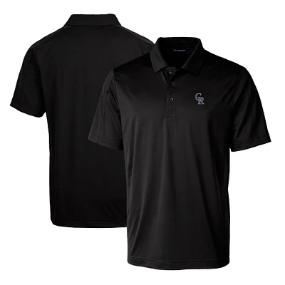 Men's Cutter & Buck Black Colorado Rockies Prospect Textured Stretch Big Tall Polo
