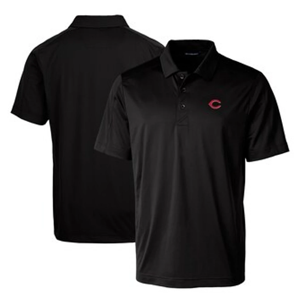 Men's Cutter & Buck Black Cincinnati Reds Prospect Textured Stretch Big Tall Polo