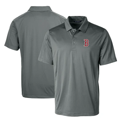 Men's Cutter & Buck Steel Boston Red Sox Prospect Textured Stretch Big Tall Polo
