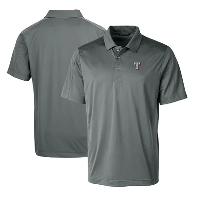 Men's Cutter & Buck Steel Texas Rangers Prospect Textured Stretch Big Tall Polo