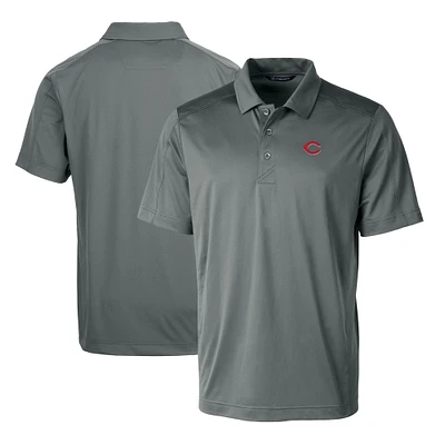 Men's Cutter & Buck Steel Cincinnati Reds Prospect Textured Stretch Big Tall Polo