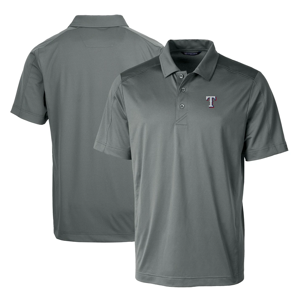 Men's Cutter & Buck Steel Texas Rangers Prospect Textured Stretch Polo