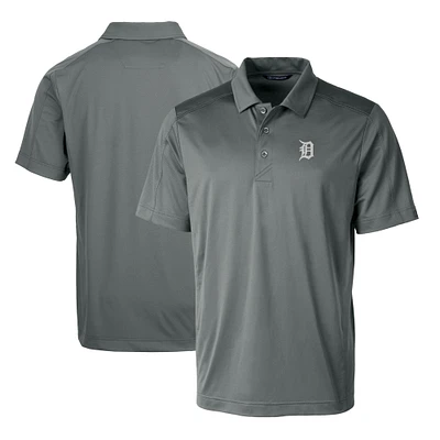 Men's Cutter & Buck Steel Detroit Tigers Prospect Textured Stretch Polo