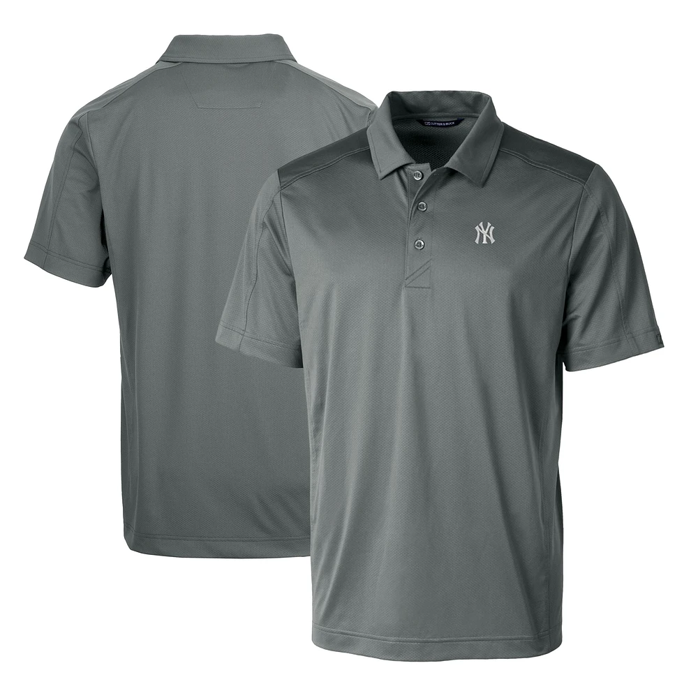 Men's Cutter & Buck Steel New York Yankees Prospect Textured Stretch Polo