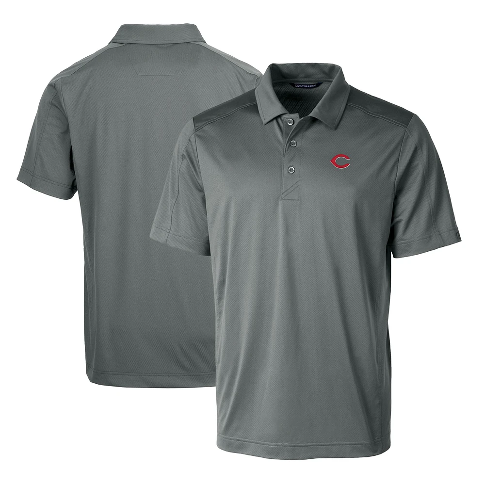 Men's Cutter & Buck Steel Cincinnati Reds Prospect Textured Stretch Polo